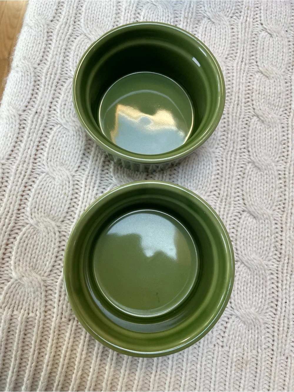 BIA Green Flutes/Ribbed Ceramic Ramekins - Set of 2